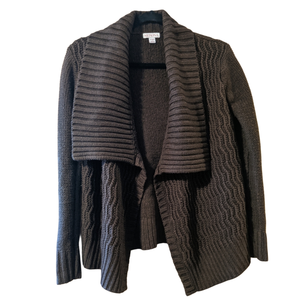 Merona Dark Brown Ribbed Cardigan Sweater